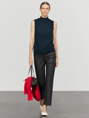 Woskowane Spodnie O Prostym Kroju - Czarny - Massimo Dutti - Female
