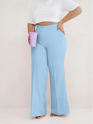 WP eleganckie szerokie spodnie plus size - błękitne  magmac 