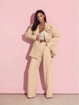 WP eleganckie szerokie spodnie z zaszewkami - beżowe  magmac 