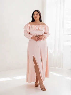 WP sukienka hiszpanka plus size - pudrowy róż  magmac 