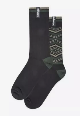 Wrangler 2 Pack Boot Socks Green Mix Size