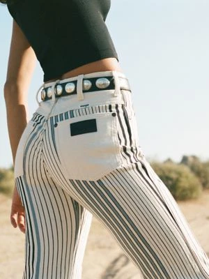 Wrangler 70S Flare Jean Multi Blue Stripe Size 33 x32