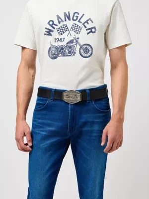Wrangler Big Buckle Leather Belt Black Size