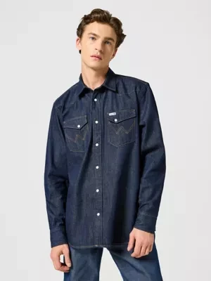 Wrangler Blue Bell 2 Pocket Relaxed Shirt Rinse Size