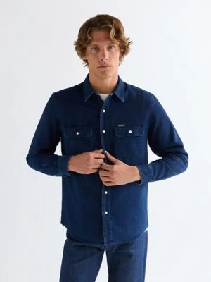 Wrangler Blue Bell Relaxed Overshirt Indigo Waffle Size