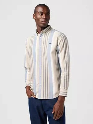 Wrangler Bronco Shirt Tan Stripe Size