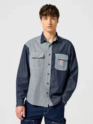 Wrangler Casey Colorblock Shirt Mixed Denim Size