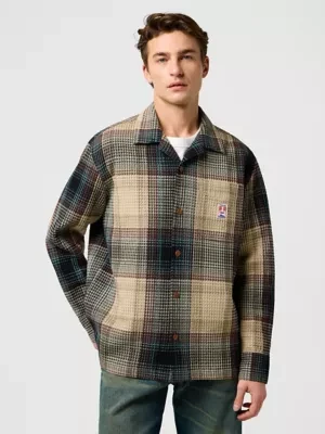 Wrangler Casey Jones Long Sleeve Relaxed Resort Shirt Electric Teal Size