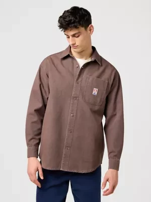 Wrangler Casey Jones Loose 1 Pocket Shirt Peppercorn Size