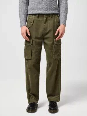 Wrangler Casey Jones Loose Corduroy Cargo Pant Ivy Green Size 28 x32