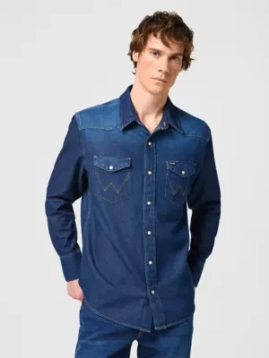 Wrangler Indigood Icons 27MW Western Shirt Dark Stone Size