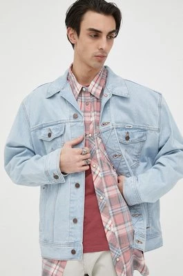 Wrangler kurtka jeansowa męska kolor niebieski przejściowa oversize