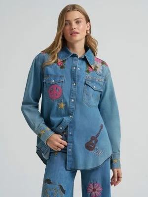 Wrangler Lainey Wilson x Wrangler Embroidered Shirt Denim Denim Size