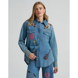 Wrangler Lainey Wilson x Wrangler Embroidered Shirt Denim Denim Size