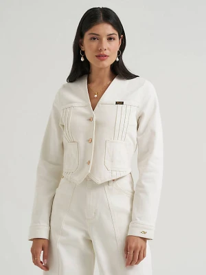 Wrangler Lainey Wilson x Wrangler Pleated Tour Denim Top Pearl White
