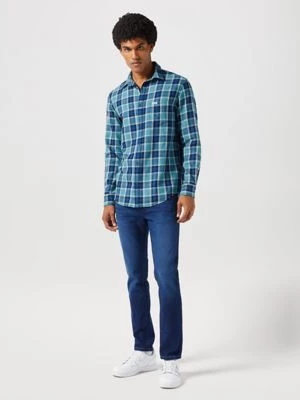 Wrangler Long Sleeve One Pocket Shirt Hydro Indigo Size