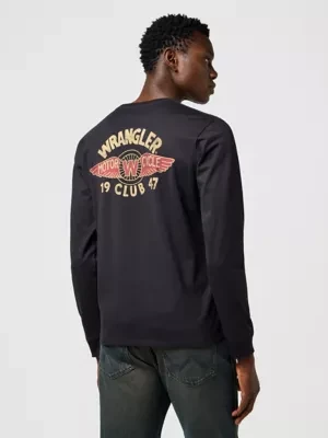 Wrangler Long Sleeve Regular Americana Tee Black Size