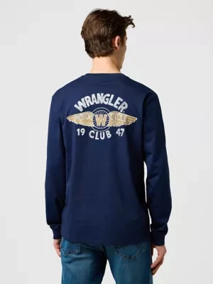 Wrangler Long Sleeve Regular Americana Tee Navy Size