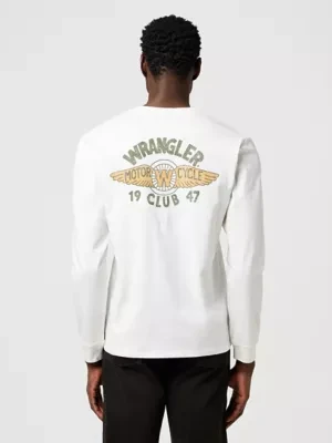 Wrangler Long Sleeve Regular Americana Tee Worn White Size