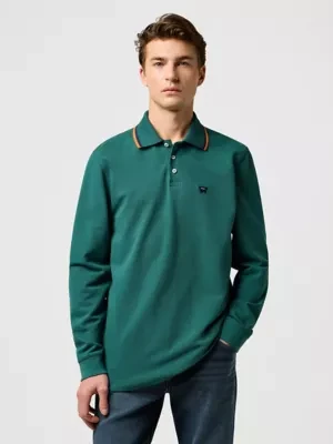 Wrangler Long Sleeve Regular Polo Shirt Bistro Green Size