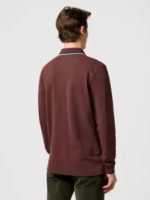 Wrangler Long Sleeve Regular Polo Shirt Mahogany Size