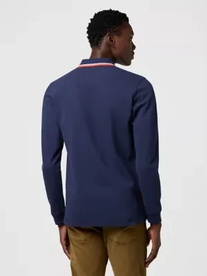 Wrangler Long Sleeve Regular Polo Shirt Navy Size