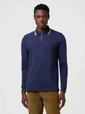 Wrangler Long Sleeve Regular Polo Shirt Navy Size