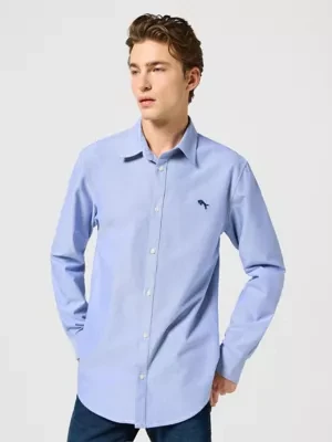 Wrangler Long Sleeve Regular Shirt Oxford Blue Size