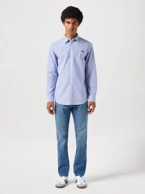 Wrangler Long Sleeve Shirt Oxford Blue Size