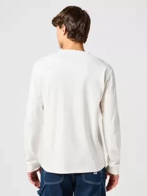 Wrangler Long Sleeve Sign Off Tee Worn White Size