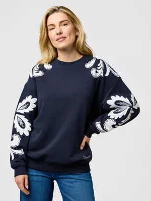 Wrangler Loose Applique Swearshirt Dark Navy Size