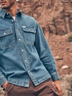 Wrangler Loose Overshirt Retro Blue Size