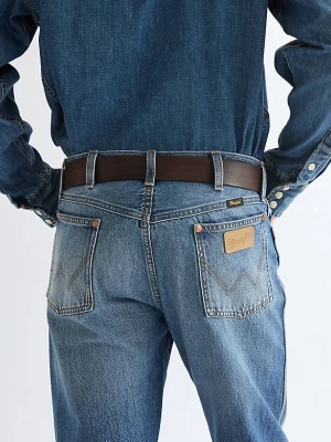 Wrangler Oversized Buckle Leather Belt Dark Brown