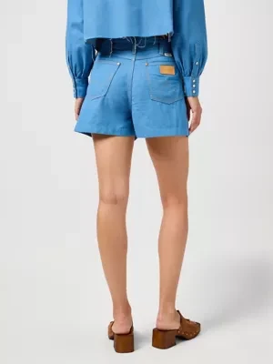 Wrangler Pleated Short Cotton Candy Blue Size