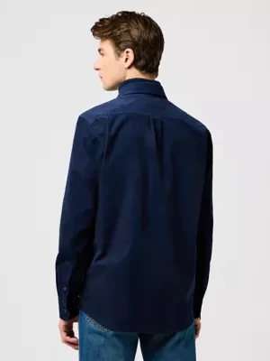Wrangler Regular 1 Pocket Corduroy Shirt Navy Size