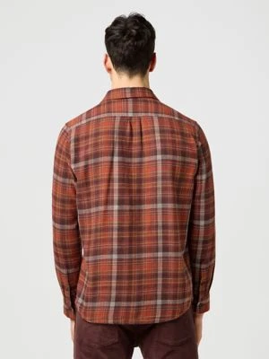 Wrangler Regular 1 Pocket Flannel Shirt Fired Brick Size