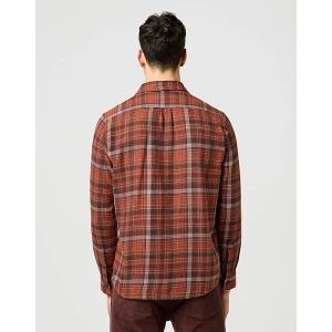 Wrangler Regular 1 Pocket Flannel Shirt Fired Brick Size
