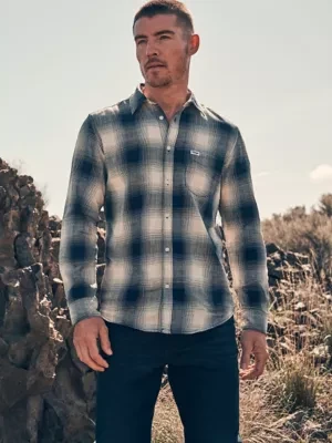 Wrangler Regular 1 Pocket Indigo Shirt Dusty Blue Size