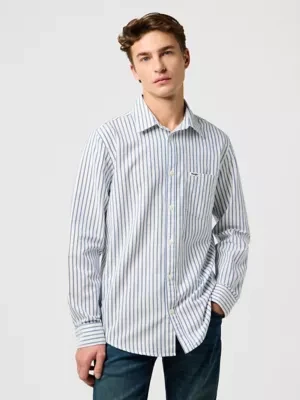 Wrangler Regular 1 Pocket Shirt Blue Oxford Size