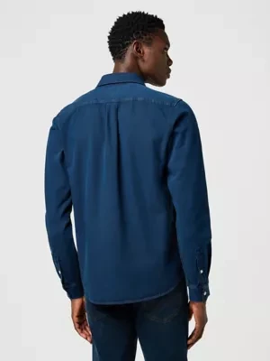 Wrangler Regular 1 Pocket Shirt Blue Oxide Size