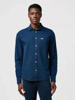 Wrangler Regular 1 Pocket Shirt Blue Oxide Size