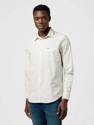 Wrangler Regular 1 Pocket Shirt Green Oxford Size