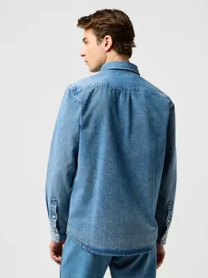 Wrangler Regular 1 Pocket Shirt Indigo Valley Size