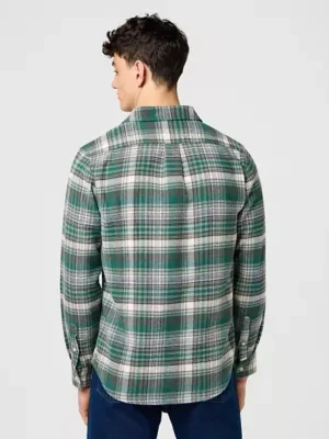 Wrangler Regular Brushed 1 Pocket Shirt Green Birch Size