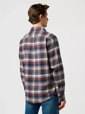 Wrangler Regular Brushed 1 Pocket Shirt Navy Birch Size