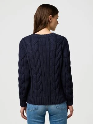 Wrangler Regular Cable Knit Crew Dark Navy Size