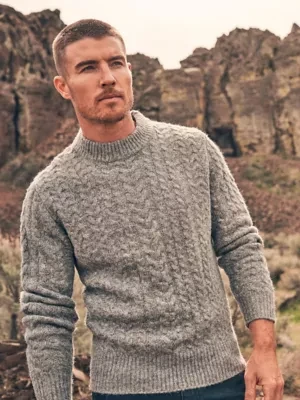 Wrangler Regular Cable Knit Sweater Grey Heather Size