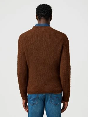 Wrangler Regular Cable Knit Sweater Mahogany Heather Size