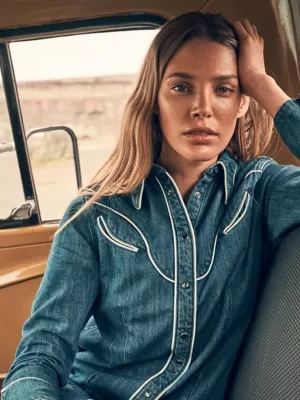 Wrangler Regular Piped Shirt Dress Blue Reverie Size
