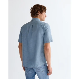 Wrangler Regular Short Sleeve Chambray Shirt Indigo Size